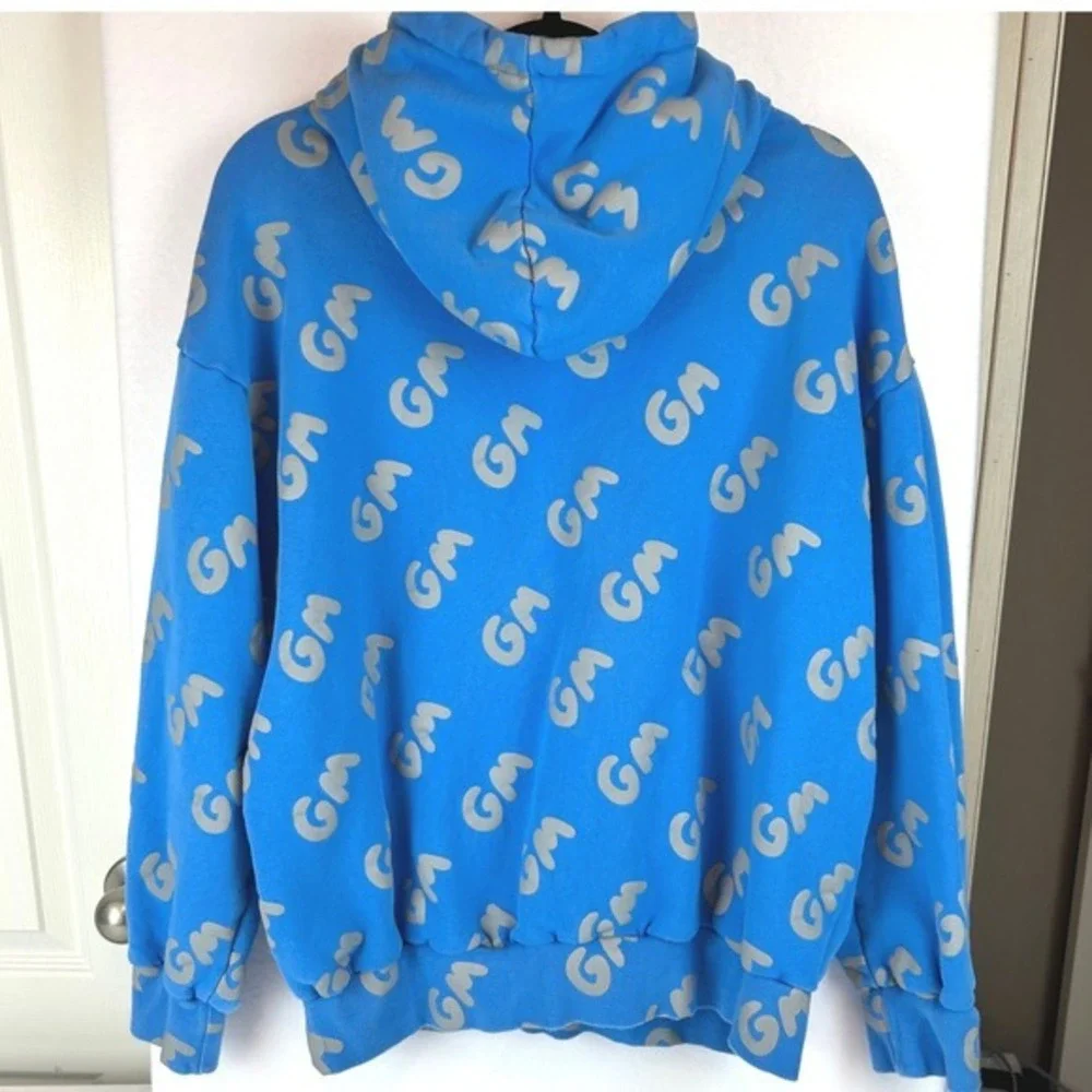 Alien Frens GM‎ Blue All Over Print Hoodie Mens XXL 100% Cotton Streetwear